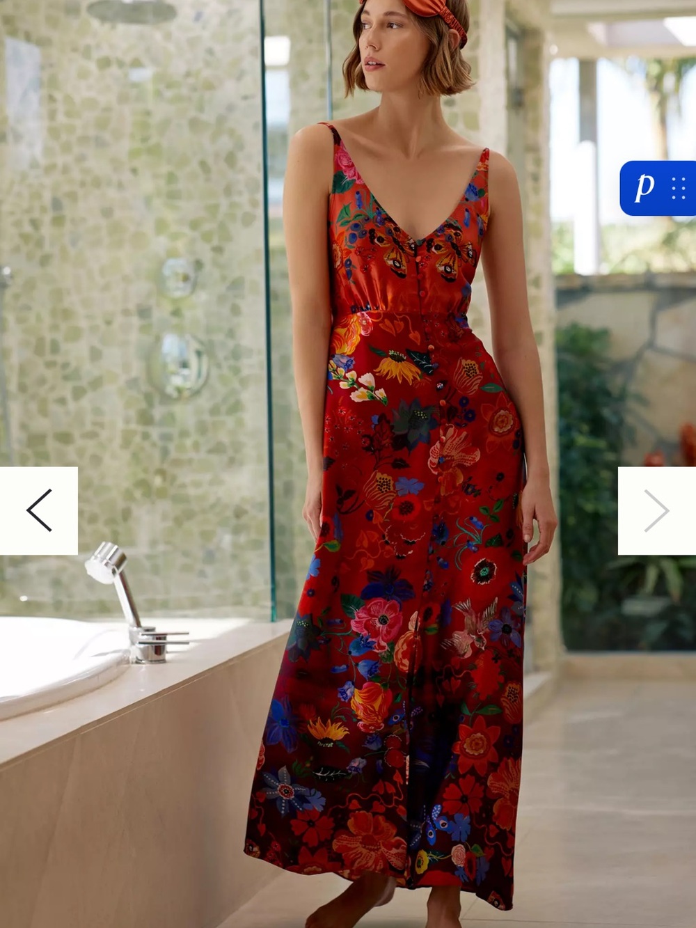 Nathalie Lete Silk Slip Maxi Dress